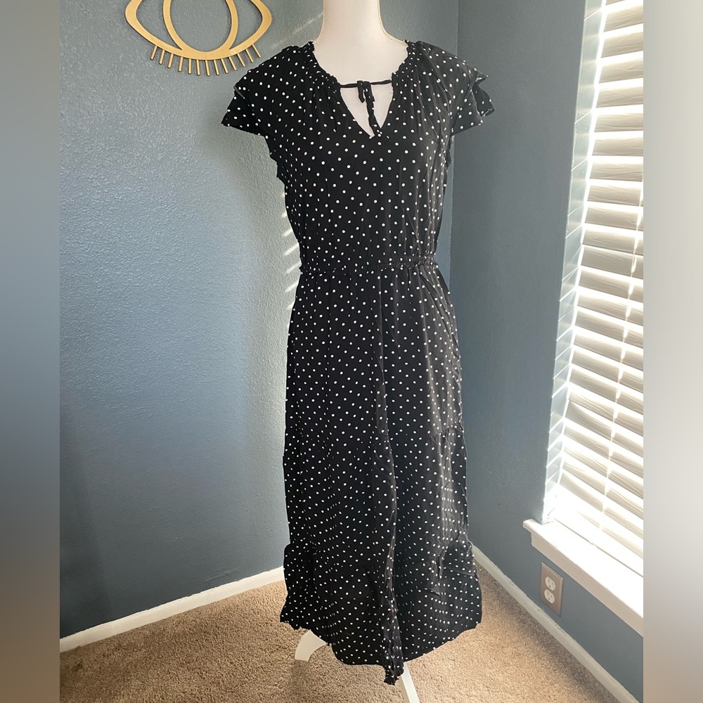 Old Navy Black Polka Dot Maxi Dress